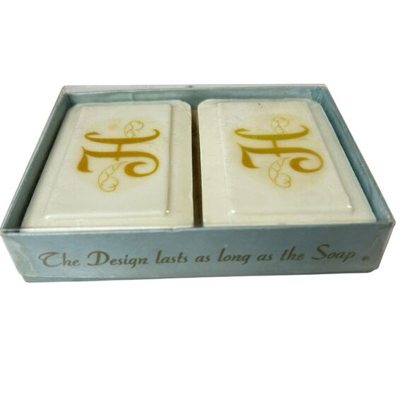 Katherine Gray French Milled Hand Soap Letter H Monogram 2 Sealed Soaps Vtg - Picture 2 of 6